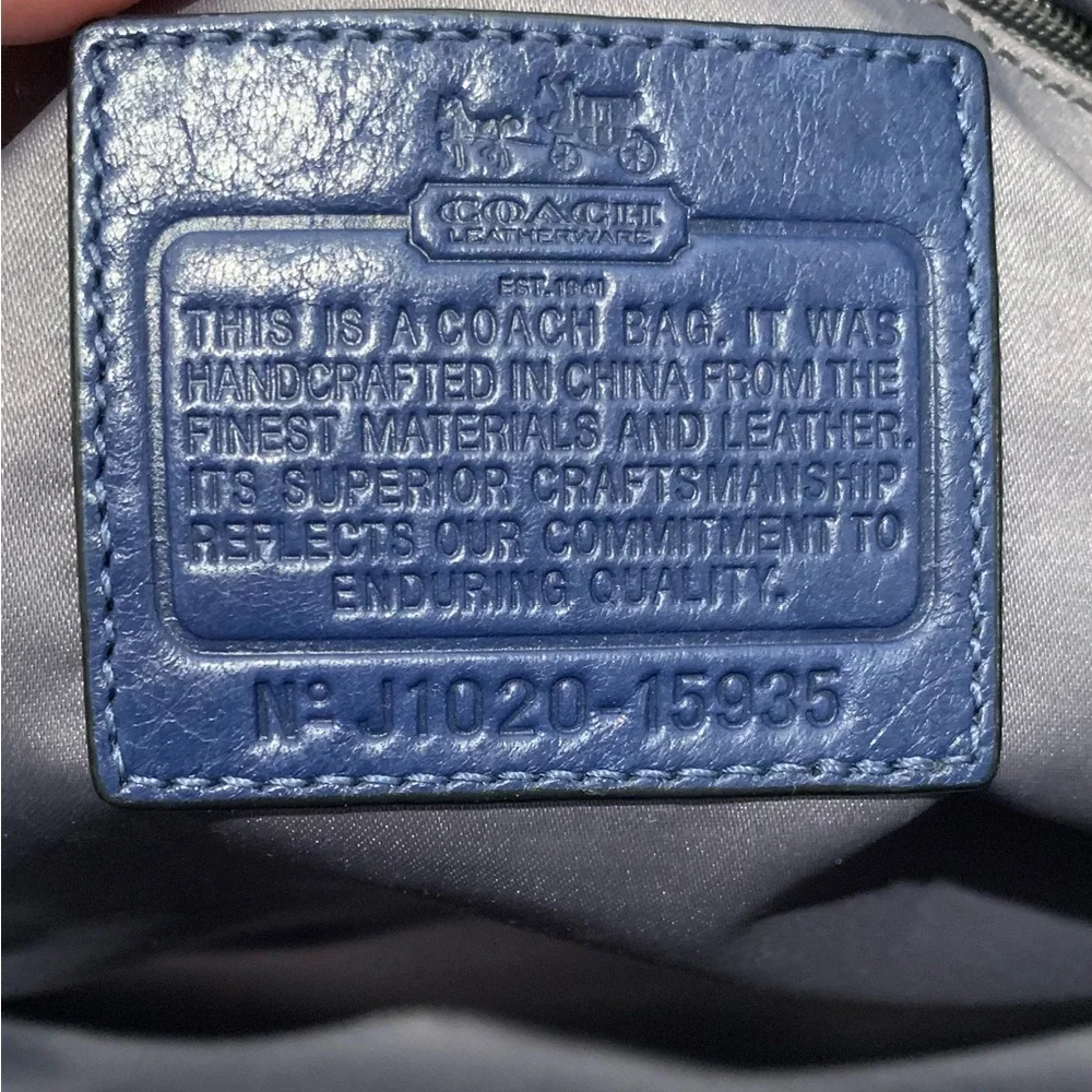 Coach Madison Blue Satin Handbag 15935 Missing Long Strap - Picture 4 of 6